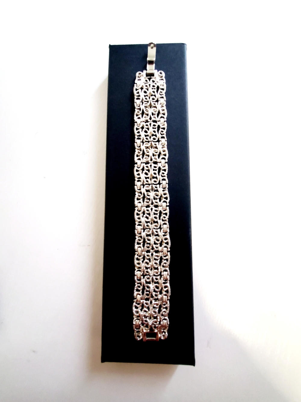 Wide Silver Multi-Row Chain Bracelet